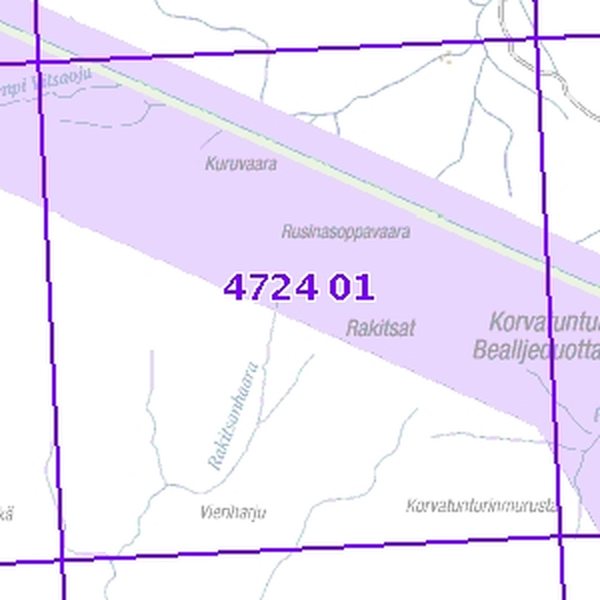 Korvatunturi 64-65/69, taitett, 4724 01+04 Topogr kartta 