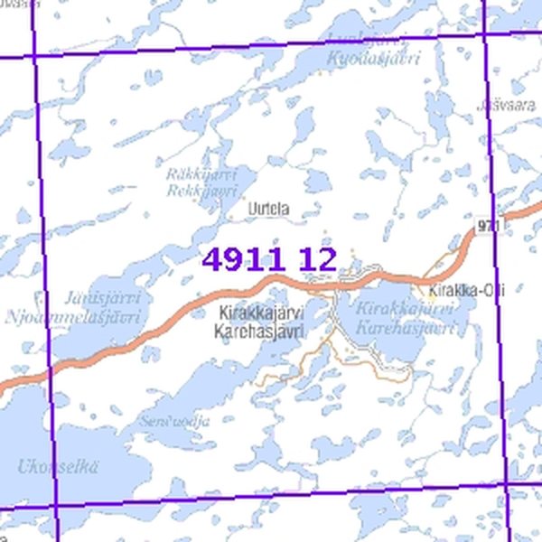 Räkkijärvi 70/75, taitettu, 4911 12 Topogr kartta 