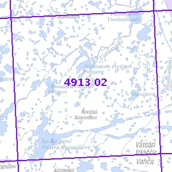 Vätsäri 70/77, taitettu, 4913 02+05 Topogr kartta 