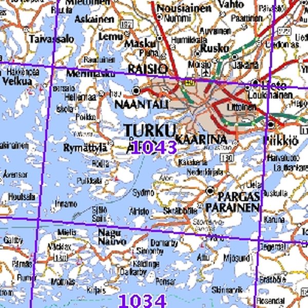 Turku 93-97/98, SK, taitettu, 1043 Topografinen kartta  English