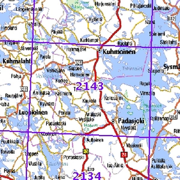 Padasjoki 94-95/96, SK, taitet, 2143 Topografinen kartta