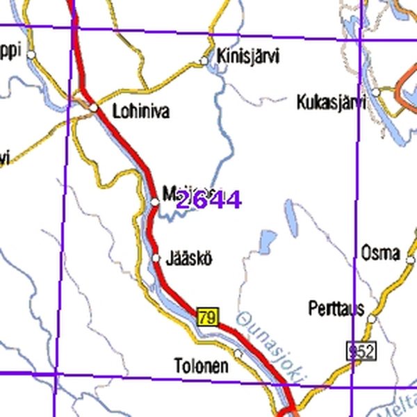 Lohiniva 93-94/95, taitettu, 2644 Topografinen kartta 