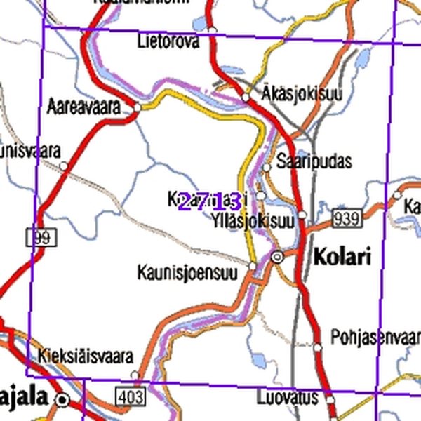 Kolari 98/99, taitettu, 2713 Topografinen kartta 