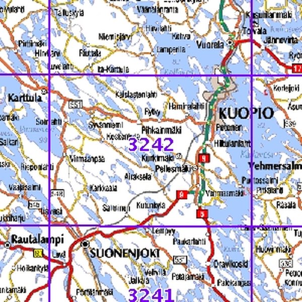 Kuopio 98-99/00, SK, taitettu, 3242 Topografinen kartta   English
