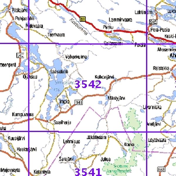 Simojärvi 96/97, SK, taitettu, 3542 Topografinen kartta