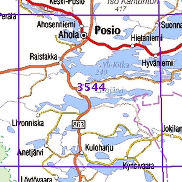 Posio 96/97, SK, taitettu, 3544 Topografinen kartta  English