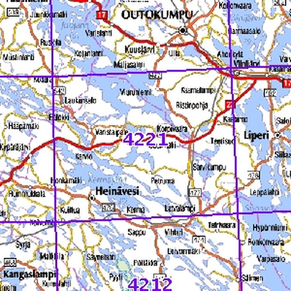 Heinävesi 95/97, SK, taitettu, 4221 Topografinen kartta 