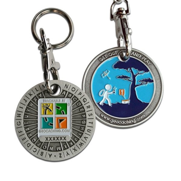 Groundspeak ROT13 Geocoin Key Chain