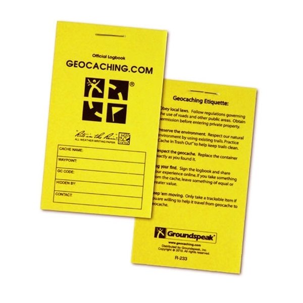 Groundspeak Official small RITR logbook, 24 sheet