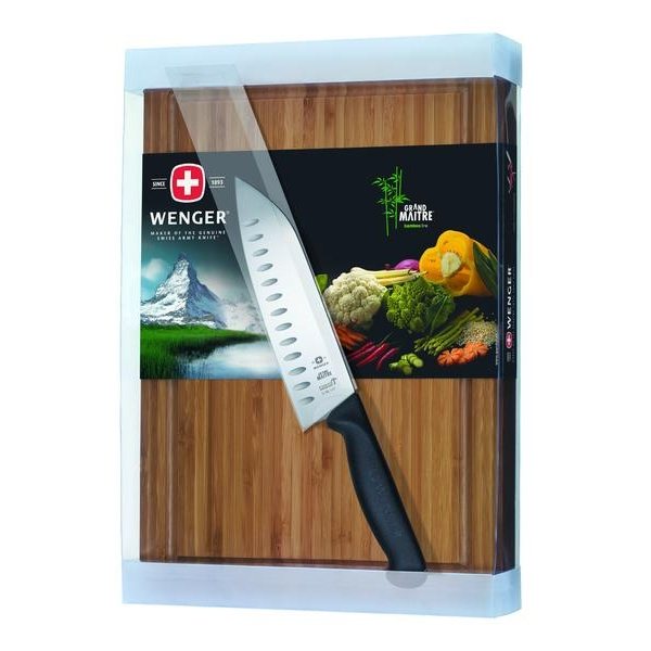 Faca Santoku Victorinox Grand Maitre 17,78 Cm - Lâmina Granton Cabo Madeira