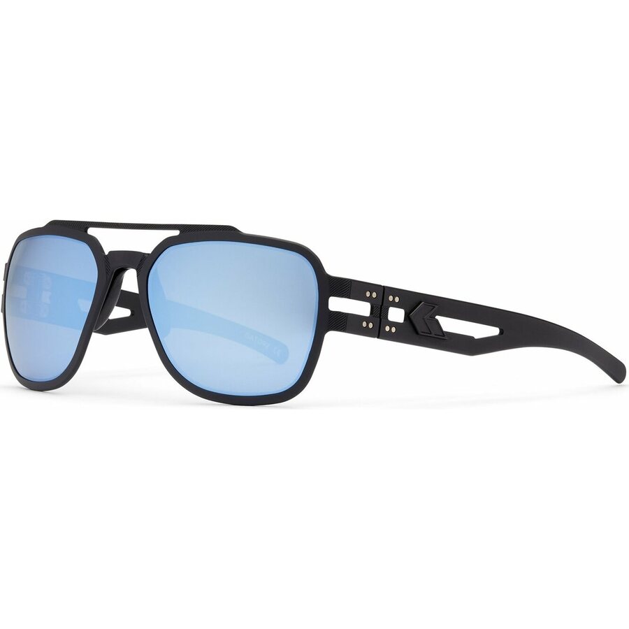 Gatorz Stark Matte Blackout with Smoked Polarized w/ Blue Mirror Lens