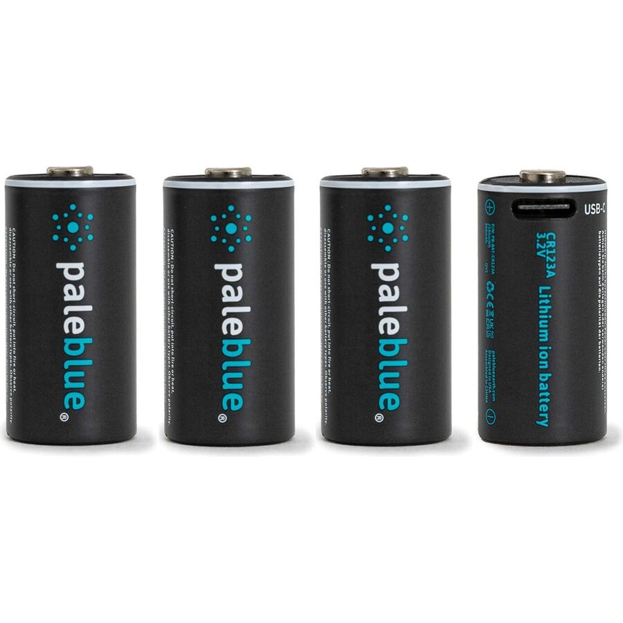 Pale Blue CR123 Rechargeable Batteries 4-Pack