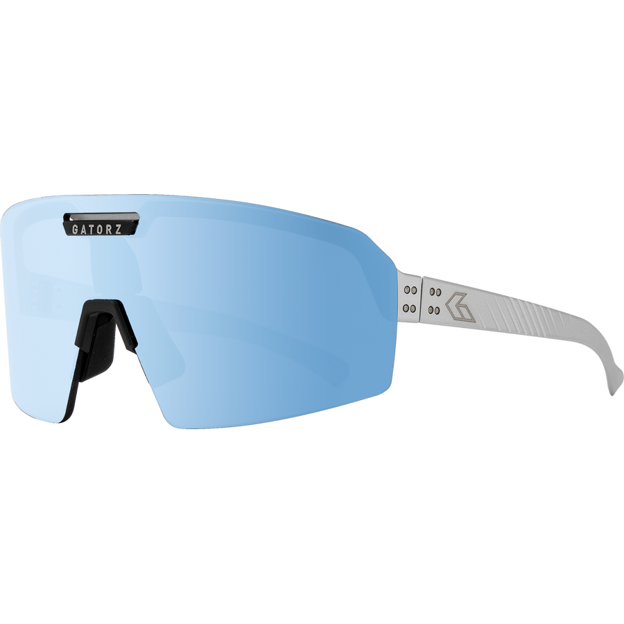 Gatorz Havok, Stainless Cerakote with ANSI Z87+ Smoke w/ Blue Mirror