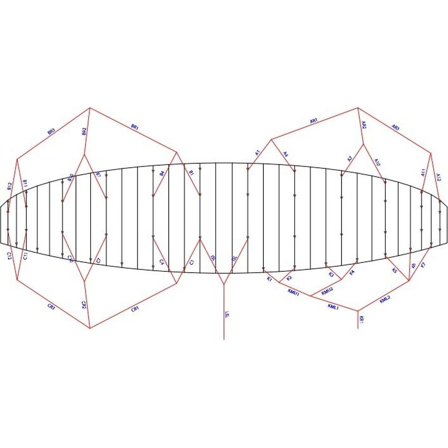 Ozone Hyperlink V4 11.0m² Bridle Line Set