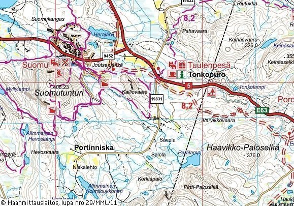 Salla-Savukoski, 1:100000, 2008 | Outdoor Maps of Finland   English