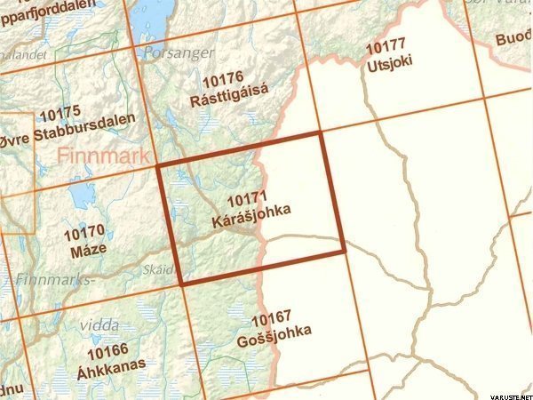 Norja 10171, Karasjohka 1:50 000, topografinen kartta 