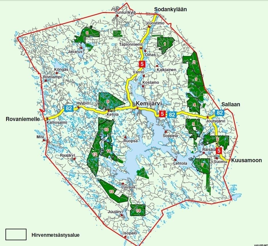 Kemijärven yhteismetsä Kartta ja saalisilmoituslomake 