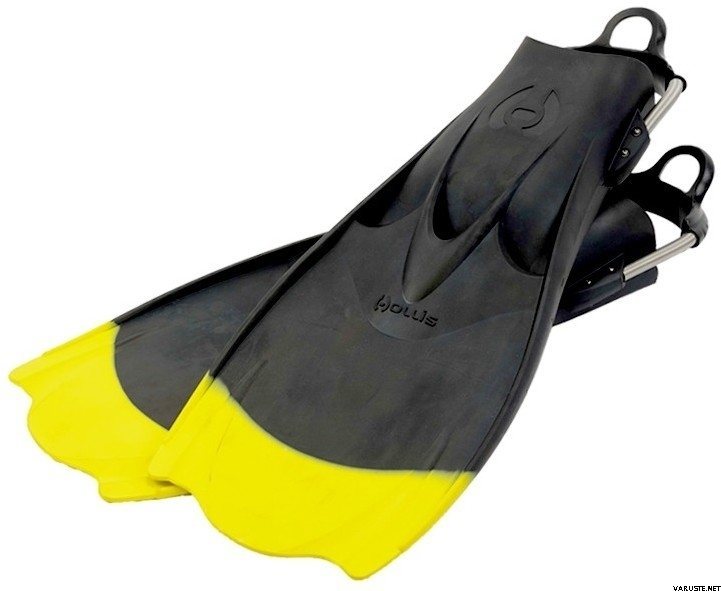 Hollis F-1 Bat Fin Yellow Tip Scuba Diving blade fin Adjustable Spring Straps 