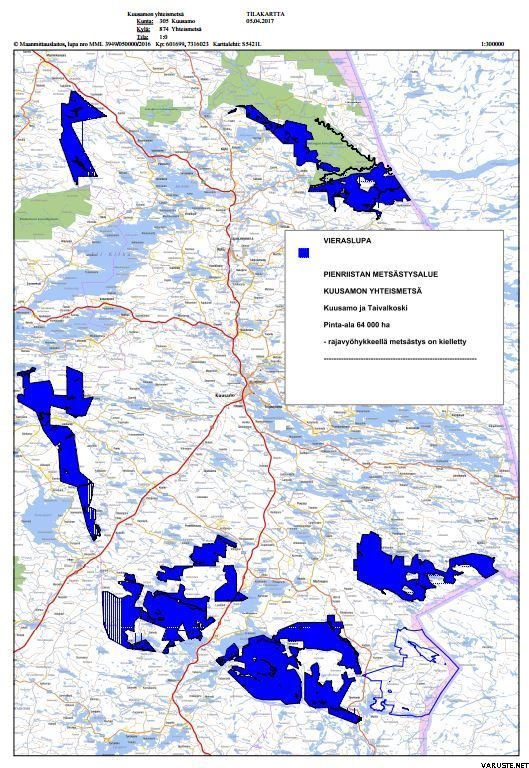 kuusamon yhteismetsä kartta Kuusamon yhteismetsä September 2017, day license, Kuusamo section 