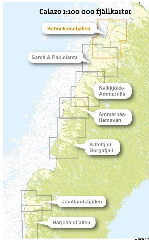 Calazo Kebnekaise, Abisko and Riksgränsen | Swedish mountain maps |   English