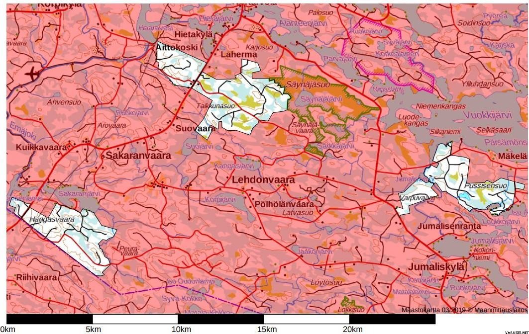 kuusamon yhteismetsä kartta Kuusamon yhteismetsä October 2019, day license, Suomussalmi 