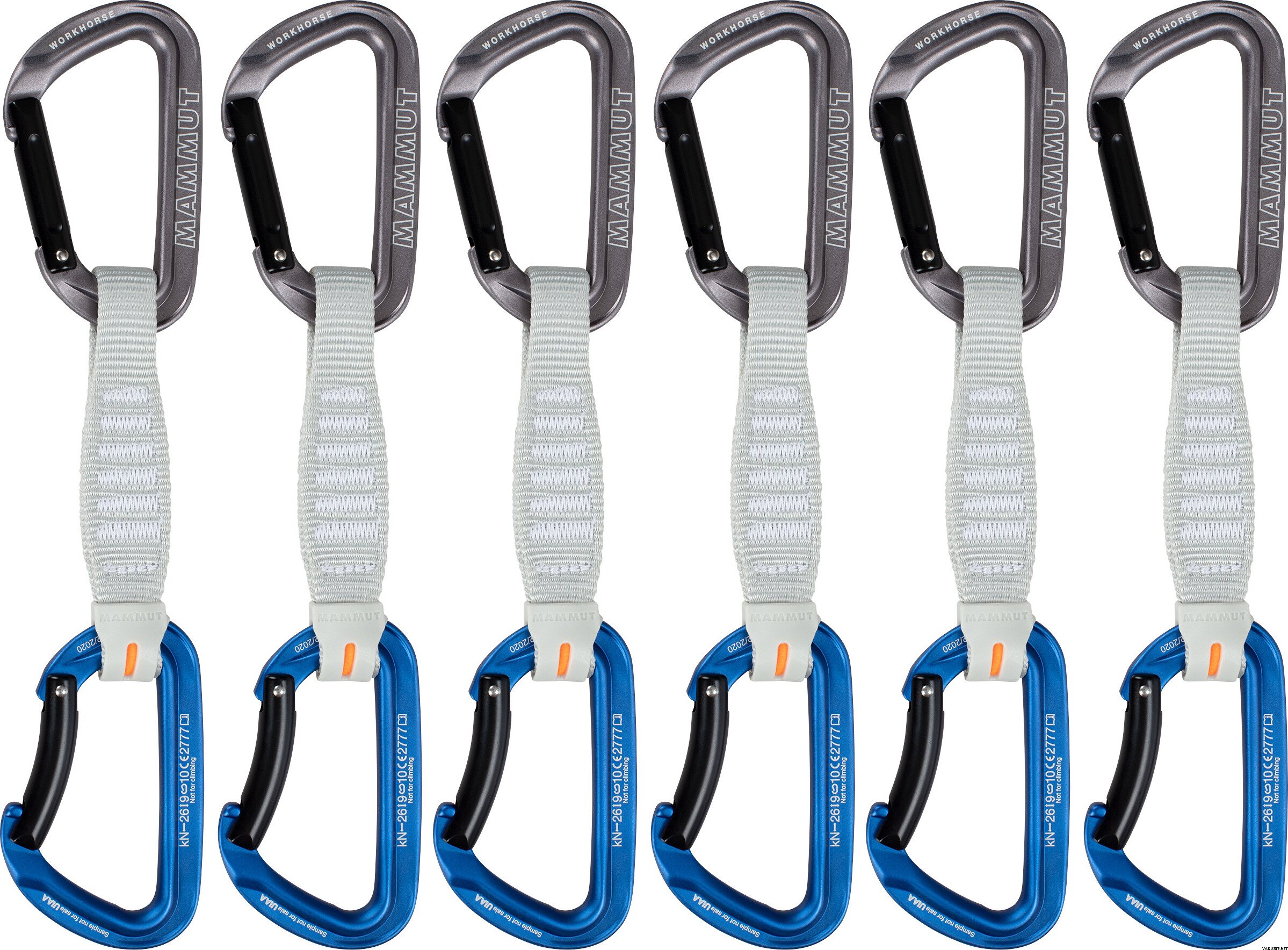 Mammut Workhorse Keylock 12 cm 6-pack Quickdraws Straight Gate/Bent Gate Key Lock
