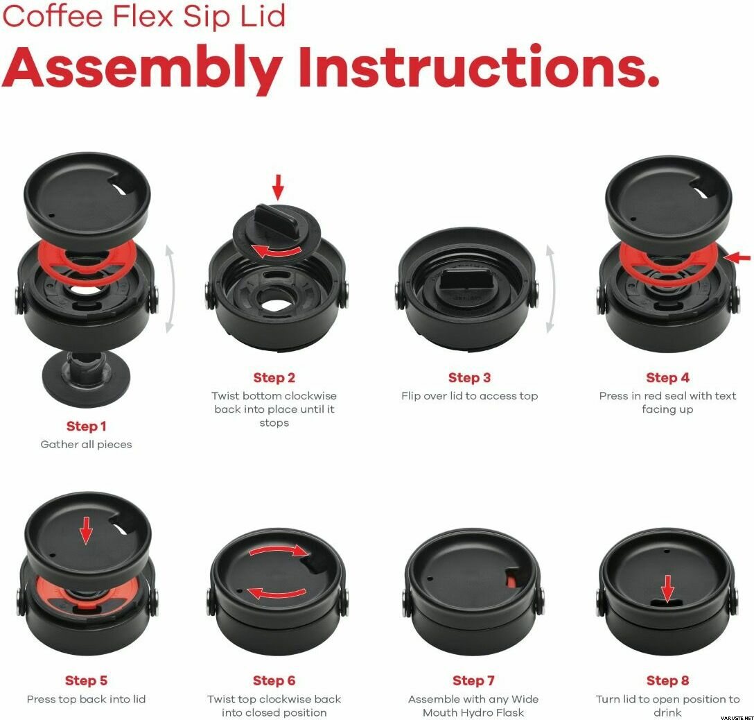 Hydro Flask Wide Mouth Flex Sip Lid Black Juomapullot Kannet Ja 