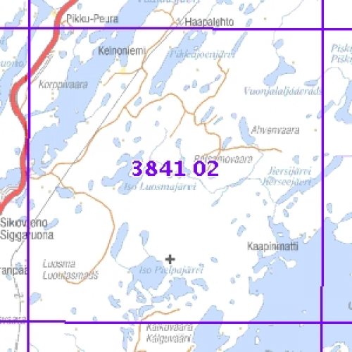 kartta 02 Pielpajärvi 62/68, taitettu, 3841 02 Topogr kartta | Varuste. kartta 02