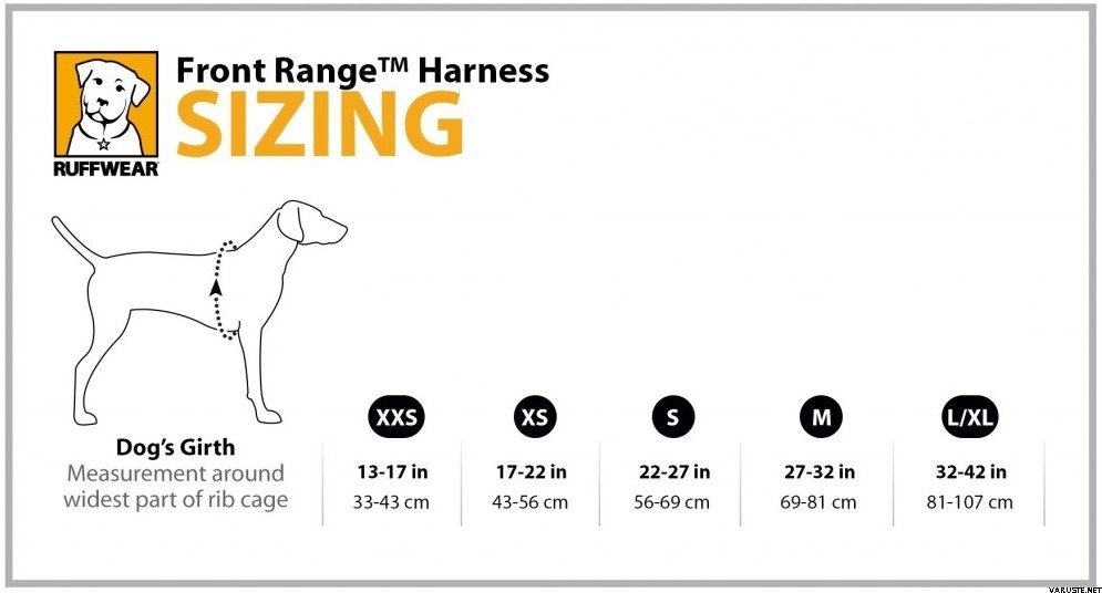 Ruffwear Front Range Harness Size Chart