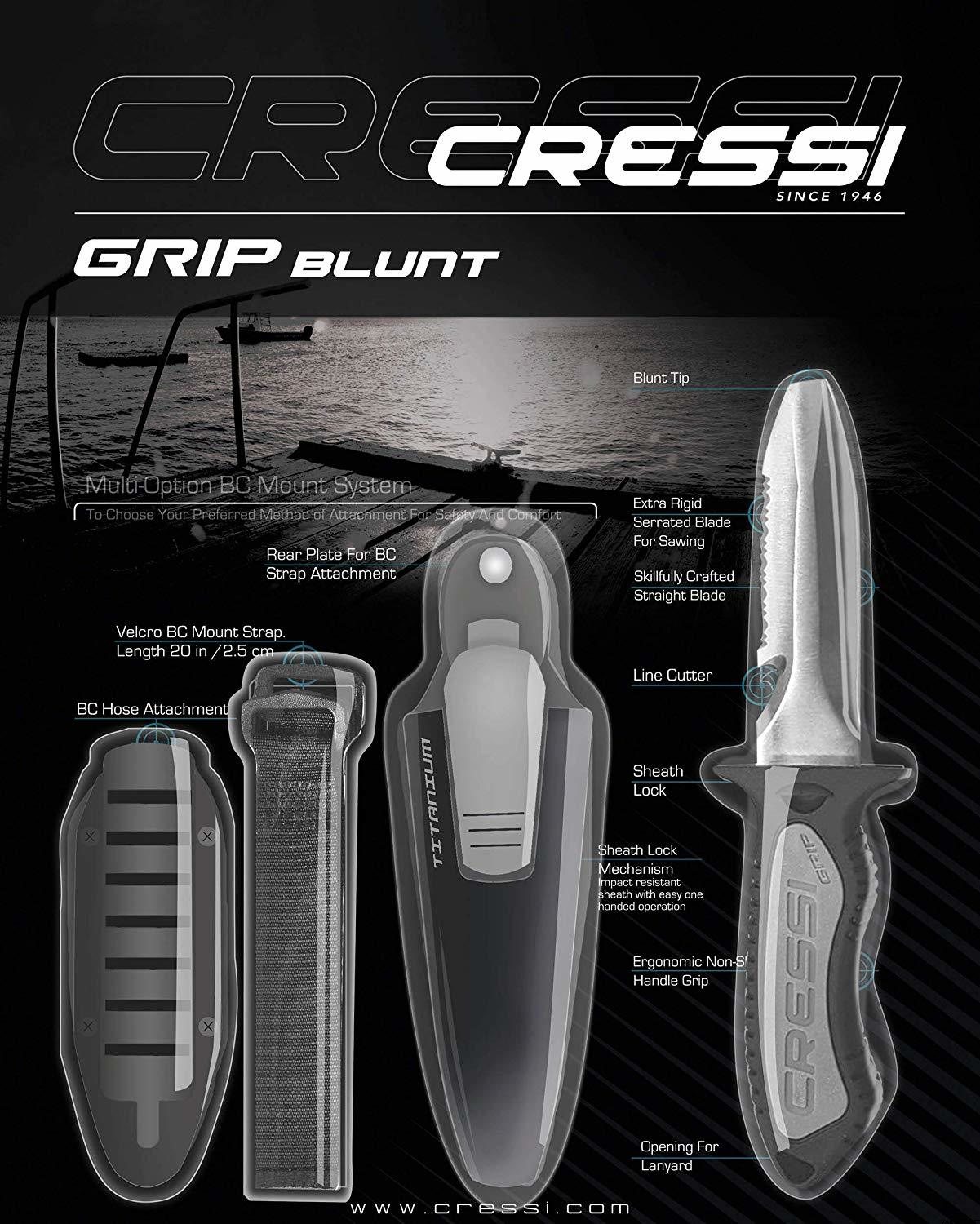 Cressi Grip Knife Blunt Tip Diving knives English